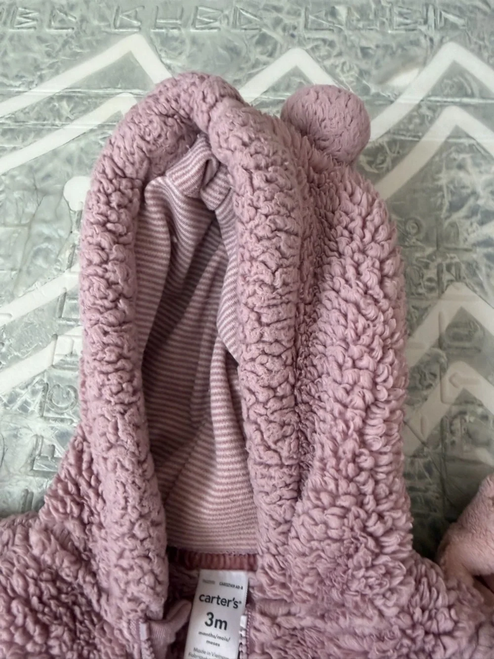 Carter's Plush Hooded Footed One-Piece Jumpsuits in Pink and Mauve bundles